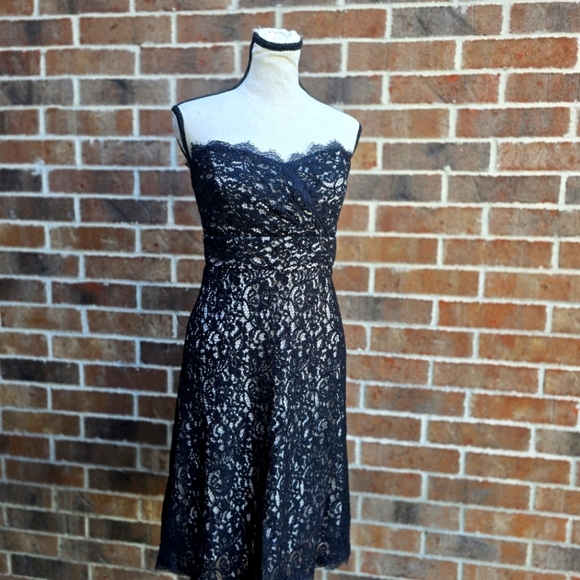 White House Black Market Dresses & Skirts - White House Black Market Black Lace Strapless Dress Size 10 Cocktail Formal Shea